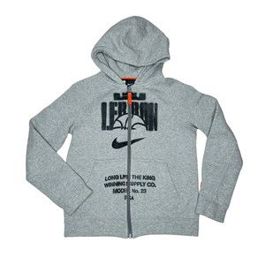 Nike Youth Lebron Gray  Hoodie Zip Front Sweatshirt Size Medium